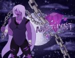  2020 adamayster alien alien_humanoid amethyst_(steven_universe) breasts cartoon_network chain clothing female gem glowing hair hi_res humanoid long_hair looking_at_viewer moon not_furry sky smile solo star steven_universe white_hair 