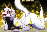  2020 anthro breasts butt canid canine canis crossgender desertkaiju digital_media_(artwork) female fluffy fur goldomond hi_res looking_at_viewer mammal markings nude open_mouth royalty seductive solo wolf 