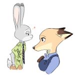  &lt;3 2020 anthro bottomwear canid canine clothed clothing disney duo fox fully_clothed fur grey_body grey_fur hi_res judy_hopps lagomorph leporid mammal necktie nick_wilde pants rabbit red_fox shirt simple_background swetpot topwear white_background zootopia 