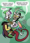  bdsm bondage bound clown_makeup discord_(mlp) english_text female friendship_is_magic hi_res jester male male/female my_little_pony nipple_piercing nipples piercing stimulation text toonbat zecora_(mlp) 