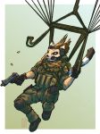  2020 absurd_res activision bone call_of_duty clothing digital_media_(artwork) domestic_cat felid feline felis female fur gun hair headgear helia_peppercats_(wrinklynewt) hi_res mammal mask military parachute ponytail ranged_weapon simple_background skull theserg uniform video_games weapon 