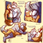  1:1 anal belly belly_licking bodily_fluids canid canine canis clothing comic cum cum_in_mouth cum_inside drinking drinking_cum english_text eye_patch eyewear fox fox_mccloud genital_fluids hi_res jockstrap licking_cum lying male male/male mammal missionary_position neckerchief nintendo on_back oral rimming sex star_fox text underwear ventkazemaru video_games whiskers wolf wolf_o&#039;donnell 