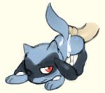  ambiguous_gender blue_body blue_fur bodily_fluids cum disembodied_penis duo fur genital_fluids genitals hot_dogging male male/ambiguous nintendo one_eye_closed penis pettankon pok&eacute;mon pok&eacute;mon_(species) red_eyes riolu size_difference solo_focus video_games 