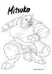  bloody_roar camel_toe clothed clothing domestic_pig female hi_res mammal mitsuko_the_boar monochrome muscular muscular_female neko_no_hito slightly_chubby solo suid suina sus_(pig) wild_boar 