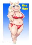  anthro bikini clothing domestic_pig female hi_res mammal miss_piggy muppets neko_no_hito solo suid suina sus_(pig) swimwear 