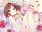  bed bell catgirl collar flowers idolmaster idolmaster_cinderella_girls kyou_hotaru maekawa_miku rose 