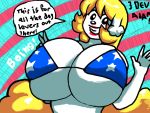  big_breasts bikini blonde_hair breasts canid clothing hair lipstick luigi64 makeup mammal miss_pearl sound_effects swimwear 