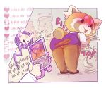  2020 aggressive_retsuko ailurid anthro bottomwear butt canid canine cavitees clothing duo female fennec fenneko fox laugh mammal open_mouth phone red_panda retsuko sanrio skirt smile surprise taking_picture torn_clothing 