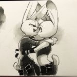  1:1 2018 ahiru621 anthro clothed clothing disney duo eye_contact fully_clothed fur head_tuft hi_res inktober judy_hopps lagomorph leporid looking_at_another mammal open_mouth open_smile rabbit smile square_crossover traditional_media_(artwork) tuft zistopia zootopia 