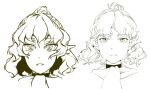  expressionless eyebrows_visible_through_hair green_theme hiyuu_(flying_bear) looking_at_viewer medium_hair mizuhashi_parsee monochrome open_mouth pointy_ears revision scarf short_hair touhou 