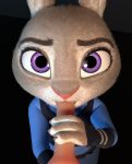  3d_(artwork) anthro chickenass clothed clothing digital_media_(artwork) dildo disney duo fellatio female fur genitals hi_res human judy_hopps lagomorph leporid licking looking_at_viewer male male/female mammal oral penile penis purple_eyes rabbit sex sex_toy solo_focus tongue tongue_out zootopia 
