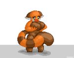  2019 ailurid anthro big_breasts big_tail breasts digital_media_(artwork) featureless_breasts female fur huge_breasts mammal nude open_mouth pixel_(artwork) psychpsyo red_panda simple_background solo thick_thighs wide_hips 