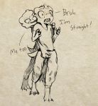  blush bulge bulge_fondling clothed clothing dialogue duo english_text forced grabbing_from_behind hand_on_bulge hi_res kobold male male/male mithobits no_homo scalie simple_background sketch stated_heterosexuality surprise text 