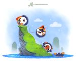  alcid avian bird cloud cryptid-creations group lari puffin text url water 