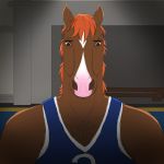  1:1 2020 anthro black_eyes bojack_horseman bojack_horseman_(character) clothing equid equine hair hi_res horse hypemanquill looking_down male mammal mane netflix red_hair shirt solo tank_top topwear 