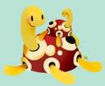  blue_background closed_eyes commentary creature english_commentary full_body gen_2_pokemon looking_at_another maizilla pokemon pokemon_(creature) pun shell shuckle signature simple_background 