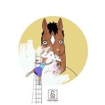  1:1 anthro black_hair bojack_horseman bojack_horseman_(character) cervid charlotte_moore duo equid equine female hair hiram_ochoa horse ladder looking_at_viewer male mammal netflix paint painting red_hair signature simple_background white_background 