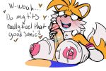  armwear blush bodily_fluids breasts clothing crossgender cum cum_on_breasts duo elbow_gloves female genital_fluids genitals gloves handwear lipstick makeup male male/female miles_prower murderousart nipples oral penis saliva sex sonic_the_hedgehog sonic_the_hedgehog_(series) titfuck 