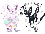  ! charamells creature espeon from_side full_body fusion galarian_form galarian_ponyta gen_2_pokemon gen_8_pokemon heart horn multiple_fusions no_humans pokemon pokemon_(creature) profile simple_background spoken_exclamation_mark standing umbreon unicorn unown white_background 