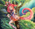  1girl absurdres bodypaint flower foxisdrawing green_skin hair_flower hair_ornament highres league_of_legends lizard_girl lizard_tail monster_girl multicolored multicolored_skin neeko_(league_of_legends) star_guardian_(league_of_legends) star_guardian_neeko strap_slip tail toeless_legwear winter_wonder_neeko 