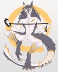  4:5 absurd_res anthro bracelet collar digital_media_(artwork) fingers fur grey_body grey_fur hazakyaracely hi_res holding_leash holding_object jewelry king_manu leash licking licking_lips male nude sergal smile solo toes tongue tongue_out white_body white_fur 