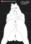  bodily_fluids bovid breasts caprine female goat gwizzly looking_at_viewer mammal monster nude patreon smile solo sweat text thick_thighs tongue toriel undertale url video_games 