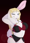  2020 anthro big_breasts bra breasts clothed clothing digital_media_(artwork) female fur grumpy_griffin_creations hair hi_res lagomorph leporid looking_at_viewer mammal open_mouth panties rabbit simple_background smile solo standing underwear 