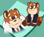  2020 anthro clothing cute_fangs focus hi_res male mammal necktie procyonid raccoon shirt sitting solo thepandobo topwear 