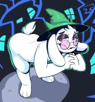  absurd_res anthro blush bovid butt caprine clothing deltarune digital_media_(artwork) eyewear fur glasses goat hat headgear headwear hi_res male mammal nude ralsei solo toxxyplaggo video_games white_body white_fur 