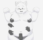  2018 anthro belly blush canid canine hi_res humanoid_hands kemono kemonofluffy male mammal moobs navel nipples overweight overweight_male simple_background 