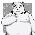  1:1 2018 absurd_res anthro belly blush cute_fangs fur hi_res humanoid_hands kemono kemonofluffy male mammal moobs navel nipples overweight overweight_male solo ursid white_body white_fur 