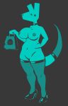  anthro beady_eyes big_breasts breasts burger choker clothing deliveroo eyelashes eyeshadow fast_food female food footwear genitals grey_background hand_on_hip hi_res high_heels huge_breasts jewelry kangaroo legwear macropod makeup mammal marsupial mature_female monochrome mostly_nude necklace nibhaaz pussy shoes simple_background solo tail_sock thigh_highs wide_hips 