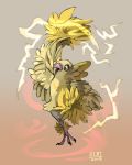  2018 bird bird_focus black_eyes claws commentary creature dancing english_commentary full_body gen_7_pokemon happy highres its-goon no_humans oricorio oricorio_(pom-pom) pokemon pokemon_(creature) signature standing standing_on_one_leg 