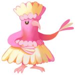  bird bird_focus commentary conmimi creature english_commentary full_body gen_7_pokemon looking_at_viewer no_humans oricorio oricorio_(pa&#039;u) pokemon pokemon_(creature) simple_background standing white_background 