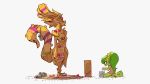  16:9 2020 anthro biped bucket child clothing cub digital_media_(artwork) diives dragon dress female graffiti green_body green_ears green_hair green_scales green_tail hair hi_res horn kneeling l&agrave;jiāo long_hair long_tail ponytail red_eyes reptile scales scalie sculpture side_view simple_background statue thick_tail vandalism white_background xingzuo_temple yellow_horn young 
