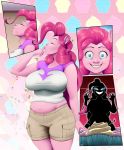  alternate_species animal_humanoid big_breasts breasts clothed clothing comic cupcake cyrus_physhor female food friendship_is_magic hi_res human humanoid mammal my_little_pony pinkie_pie_(mlp) slightly_chubby solo transformation 