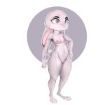  1:1 2020 absurd_res anthro breasts dipstick_ears disney ears_down female foxialist fur genitals grey_body grey_fur hi_res judy_hopps lagomorph leporid mammal multicolored_ears navel nipples nude pivoted_ears purple_eyes pussy rabbit simple_background solo standing zootopia 