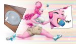 anthro big_breasts big_butt breasts butt clothing comic cupcake cyrus_physhor eating equid equine female food friendship_is_magic hi_res horse mammal my_little_pony pinkie_pie_(mlp) pony solo torn_clothing 
