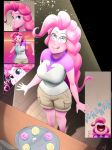  &lt;3 &lt;3_eyes alternate_species breasts clothed clothing comic cupcake cyrus_physhor female food friendship_is_magic hi_res human human_only licking licking_lips mammal my_little_pony not_furry pinkie_pie_(mlp) solo text tongue tongue_out 