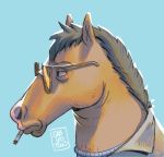  2020 anthro bojack_horseman bojack_horseman_(character) cigarette clothing equid equine eyewear gabirotcho glasses horse jacket mammal mane netflix signature smoking sunglasses topwear 