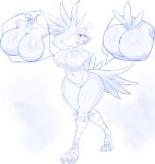  anthro banjo-kazooie beak big_breasts big_butt breasts butt claws creamygravy featureless_breasts female hi_res kazooie monochrome non-mammal_breasts nude rareware simple_background solo thick_thighs video_games 