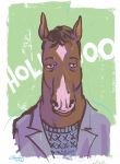  2020 anthro bojack_horseman bojack_horseman_(character) clothing equid equine facial_markings head_markings hollywood horse jacket looking_at_viewer mammal markings netflix paul_azaceta red_eyes signature sweater topwear 