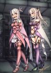  absurdres arms_behind_back ball_gag bdsm bit_gag bondage boots bound breasts cape collar crotch_rope dated dual_persona dungeon fate/kaleid_liner_prisma_illya fate_(series) gag gagged highres illyasviel_von_einzbern leash long_hair metal_collar navel navel_cutout prisma_illya rope shibari shibari_over_clothes signature small_breasts thigh_boots thigh_strap thighhighs zsy_(zsy433) 