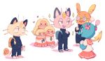  :d alolan_dugtrio alolan_form alolan_meowth alolan_raichu backpack bag black_eyes blonde_hair blush brionne cat clothed_pokemon eye_contact fangs gen_1_pokemon gen_7_pokemon glasses heart heart_eyes holding holding_paper long_sleeves looking_at_another meowth open_mouth paper pokemon rambamboo red_skirt sailor school_uniform shadow simple_background skirt smile sparkle standing white_background 