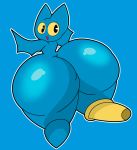  2020 absurd_res adorabat anthro big_butt blue_background blue_body blue_fur butt cartoon_network chiropteran cyandrive98 female fur hi_res huge_butt hyper hyper_butt looking_at_viewer looking_back mammal mao_mao:_heroes_of_pure_heart open_mouth pegleg simple_background smile solo standing teeth thick_thighs wide_hips wings 