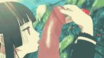  animated animated_gif bangs blunt_bangs enma_ai fellatio gif_artifacts hetero hime_cut jigoku_shoujo licking lowres oral penis screencap solo_focus third-party_edit 