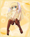  blonde_hair blue_eyes blush breasts censored garter_belt gmx hair_ornament hair_ribbon legs little_busters! long_hair nipples nude ribbon small_breasts solo thighhighs tokido_saya 