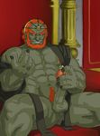  abs balls erection ganondorf genital_piercing hair huge_muscles inviting legend_of_zelda looking_at_viewer male muscles nipple_piercing nipples nude penis penis_piercing piercing prince_albert pubes red_hair robe solo the_legend_of_zelda unknown_artist video_games 