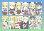  absurdres ahoge artoria_pendragon_(all) artoria_pendragon_(lancer) artoria_pendragon_(swimsuit_archer) artoria_pendragon_(swimsuit_rider_alter) artoria_pendragon_(swimsuit_ruler)_(fate) baseball_cap blonde_hair bullet cake candy card chocolate chocolate_heart christmas_stocking coffee_mug crown cup fate/grand_order fate_(series) food glasses gradient_border green_eyes hamburger hat heart highres ice_cream mug mysterious_heroine_x mysterious_heroine_x_(alter) mysterious_heroine_xx_(foreigner) one_eye_closed playing_card saber saber_alter saber_lily santa_alter santa_hat scarf smile sun_hat tiara twitter_username valentine yellow_eyes 