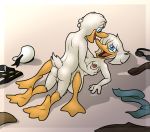  2020 anatid anseriform anthro anus avian backsack balls bassy_wolfeh bird blue_eyes breast_fondling breasts brother brother_and_sister butt clothing della_duck disney donald_duck duck ducktales ducktales_(2017) duo eyewear feathers female fondling genitals goggles gradient_background hair hair_over_eye hand_on_breast hat headgear headwear hi_res incest lying male male/female missionary_position nipples nude on_back one_eye_obstructed open_mouth sex sibling simple_background sister smile spread_legs spreading white_body white_feathers 
